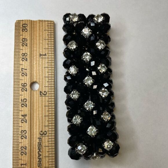 Black beaded thick 1 in. Faux bracelet, stretch, Women’s Jewelry - Picture 4 of 5